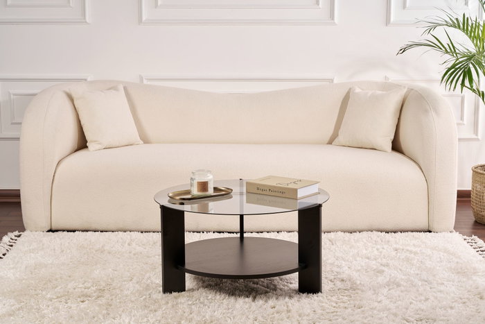 Nordure Mesa de Café Wood Black, Fume Vidrio Templado y Tablero Melamina 75x40x75cm